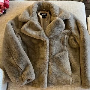 DKNY Faux Fur Jacket in Taupe
